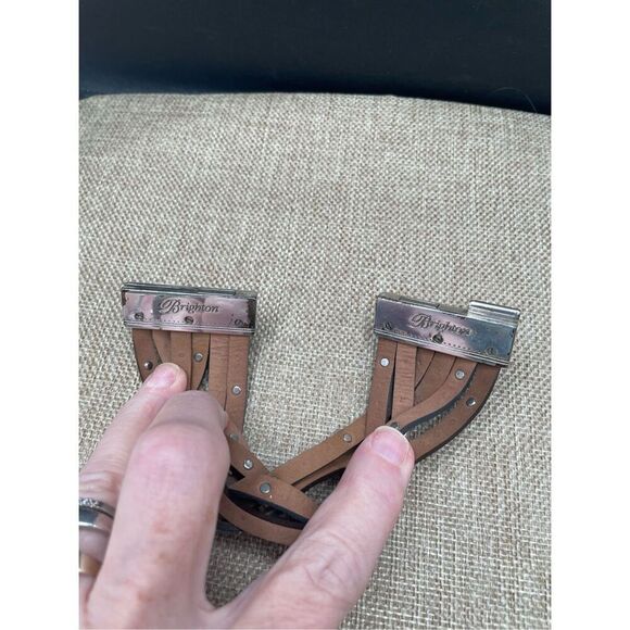 Brighton Thea Harlow Bronze Leather Braided Cuff Bracelet Studded Magnetic 7" - Picture 9 of 10